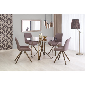 SORIEL étkezőasztal 120 cm – barna üveg / antik arany