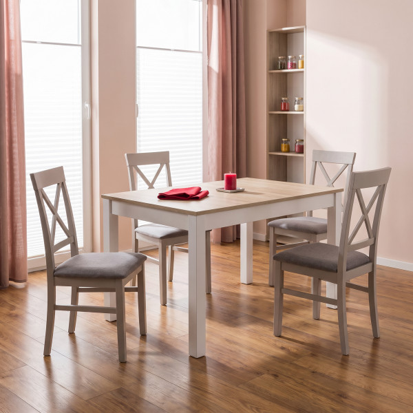 SKAREN bővíthető étkezőasztal 118–158 cm – Sonoma tölgy / fehé