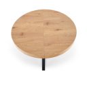 ALMERIA bővíthető kerek étkezőasztal 120–160 cm – tölgy / fekete
