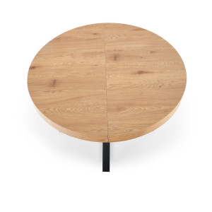 ALMERIA bővíthető kerek étkezőasztal 120–160 cm – tölgy / fekete