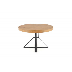 ALMERIA bővíthető kerek étkezőasztal 120–160 cm – tölgy / fekete