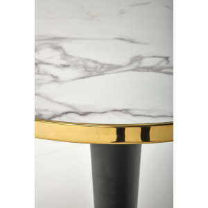 CALABRIA kerek étkezőasztal 79 cm – fehér márványhatás / fekete / arany