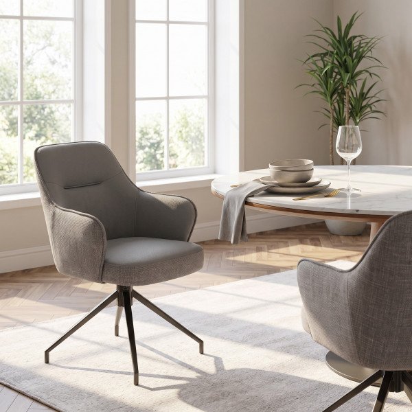 DUOTONE modern forgatható étkezőszék – szürke