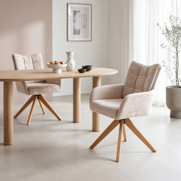 GROVE modern forgatható étkezőszék – bézs / natúr