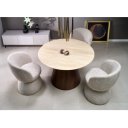 TRAVIO kerek étkezőasztal 120 cm – travertin / dió