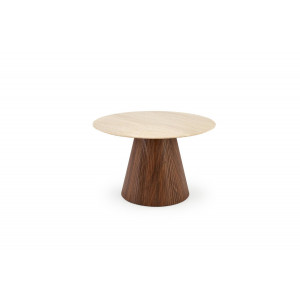 TRAVIO kerek étkezőasztal 120 cm – travertin / dió