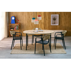NOVARO bővíthető étkezőasztal 102–142 cm – Artisan tölgy / fekete