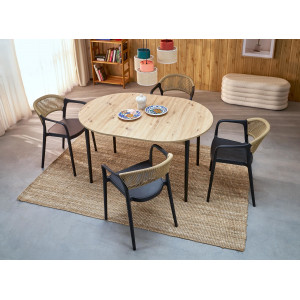 NOVARO bővíthető étkezőasztal 102–142 cm – Artisan tölgy / fekete