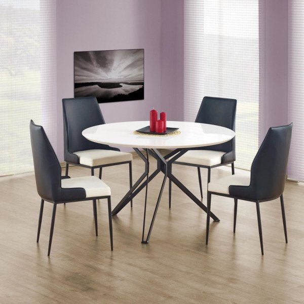 ORBIS kerek étkezőasztal 120 cm – fehér / fekete