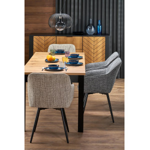 LUNARO bővíthető étkezőasztal 80–200 cm – Artisan tölgy / fekete