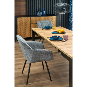 LUNARO bővíthető étkezőasztal 80–200 cm – Artisan tölgy / fekete
