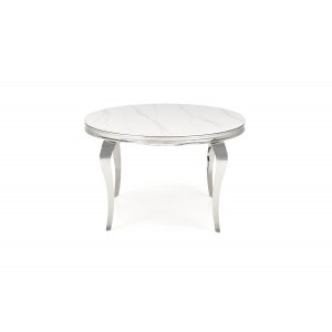LORENZA kerek étkezőasztal 120 cm – fehér márvány / ezüst