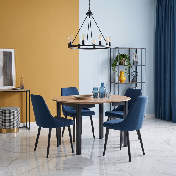 ELVIA bővíthető étkezőasztal 102–142 cm – Artisan tölgy / fekete
