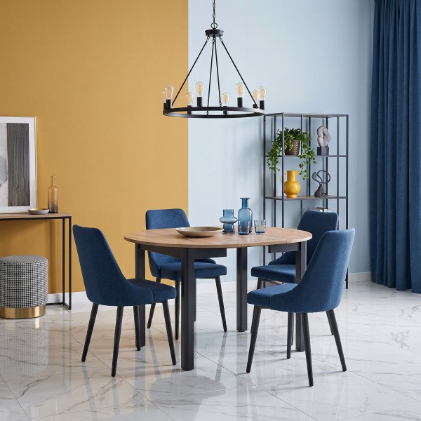 ELVIA bővíthető étkezőasztal 102–142 cm – Artisan tölgy / fekete