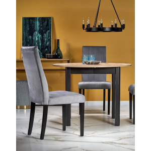 ELVIA bővíthető étkezőasztal 102–142 cm – Artisan tölgy / fekete