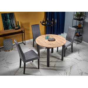 ELVIA bővíthető étkezőasztal 102–142 cm – Artisan tölgy / fekete