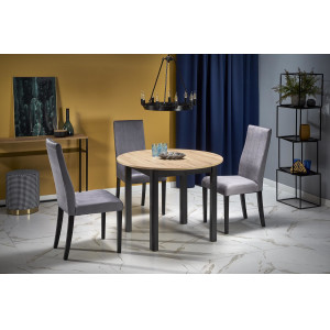 ELVIA bővíthető étkezőasztal 102–142 cm – Artisan tölgy / fekete