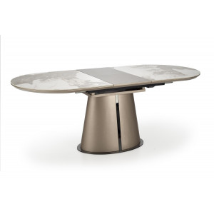 MARVELL bővíthető étkezőasztal 160–200 cm – bézs márvány / cappuccino / fekete