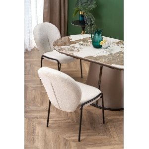 MARVELL bővíthető étkezőasztal 160–200 cm – bézs márvány / cappuccino / fekete