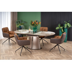 MARVELL bővíthető étkezőasztal 160–200 cm – bézs márvány / cappuccino / fekete