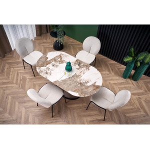 MARVELL bővíthető étkezőasztal 160–200 cm – bézs márvány / cappuccino / fekete