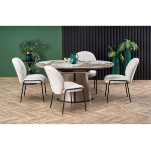 MARVELL bővíthető étkezőasztal 160–200 cm – bézs márvány / cappuccino / fekete