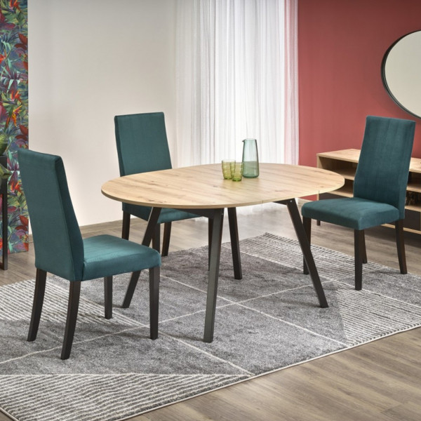 SELENE bővíthető étkezőasztal 102–142 cm – Artisan tölgy / fekete