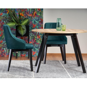 SELENE bővíthető étkezőasztal 102–142 cm – Artisan tölgy / fekete