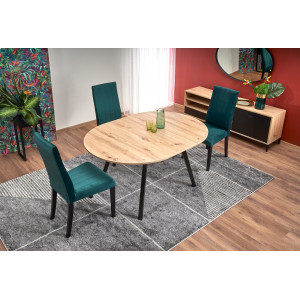 SELENE bővíthető étkezőasztal 102–142 cm – Artisan tölgy / fekete