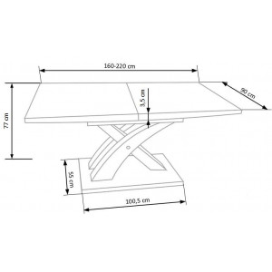 LUMIERE 2 bővíthető étkezőasztal 160–220 cm – szürke üveg / fehér