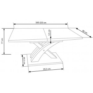 LUMIERE 3 bővíthető étkezőasztal 160–220 cm – tölgy / fekete