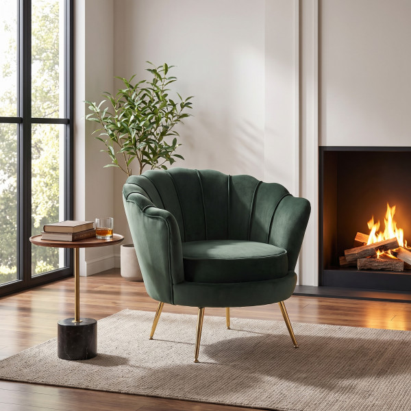 PEONY modern fotel – sötétzöld