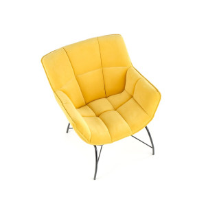 NOBLE modern bársony fotel – sárga