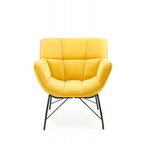 NOBLE modern bársony fotel – sárga