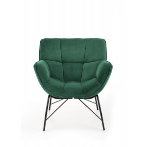 NOBLE modern bársony fotel – sötétzöld