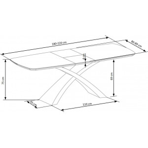 VELAR bővíthető étkezőasztal 180–220 cm – sötétszürke / fekete