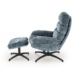 ASTON modern forgófotel lábtartóval – kék