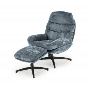 ASTON modern forgófotel lábtartóval – kék