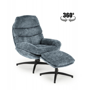 ASTON modern forgófotel lábtartóval – kék