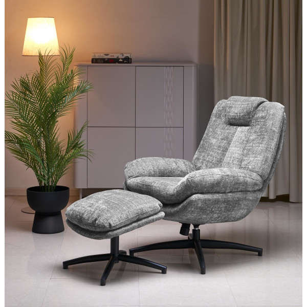 ORION modern forgófotel lábtartóval – szürke