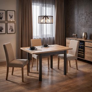 MERION 3 bővíthető étkezőasztal 90–125 cm – Craft tölgy / fekete Bővíthető étkezőasztalok