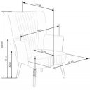 WINSLOW modern bársony fotel – sötétkék