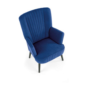 WINSLOW modern bársony fotel – sötétkék
