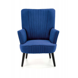 WINSLOW modern bársony fotel – sötétkék