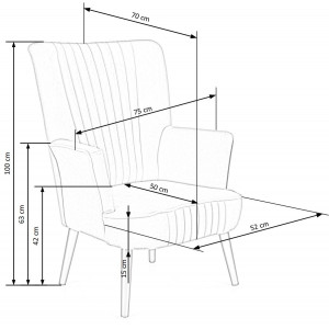 WINSLOW modern bársony fotel – sötétkék