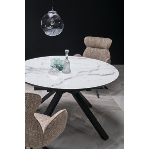 ALMERA bővíthető étkezőasztal 130–180 cm – fehér márvány / fekete