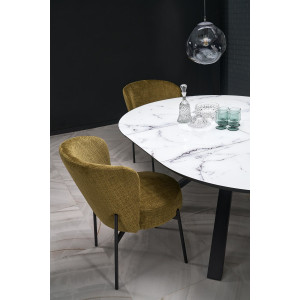 ALMERA bővíthető étkezőasztal 130–180 cm – fehér márvány / fekete