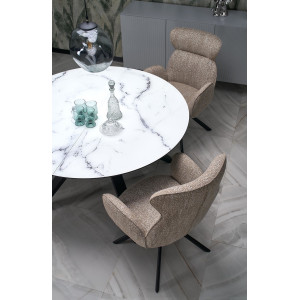 ALMERA bővíthető étkezőasztal 130–180 cm – fehér márvány / fekete