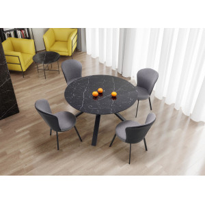 ALMERA bővíthető étkezőasztal 130–180 cm – fekete márvány / fekete