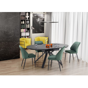 ALMERA bővíthető étkezőasztal 130–180 cm – fekete márvány / fekete